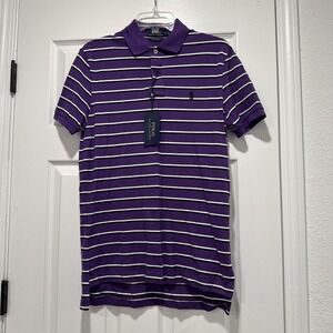Ralph Lauren‎ Polo Shirt Men's Small Purple With Stripes Polo  - NWT